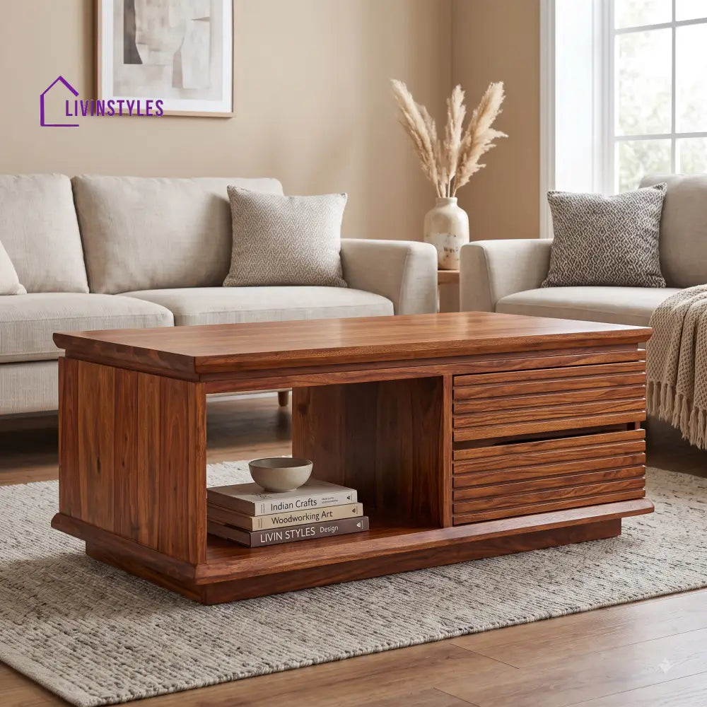 Lilou Wooden Coffee Table for Living Room | Tea Table | Teapoy | Center table
