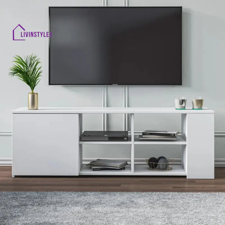 Lily White Finish Tv Unit Stand for Living Room