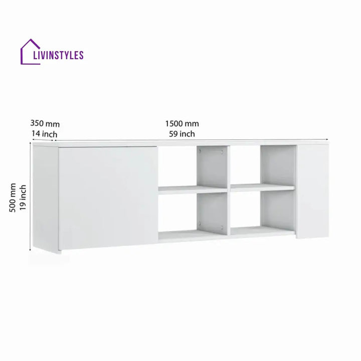 Lily White Finish Tv Unit Stand for Living Room