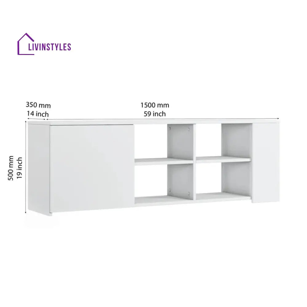 Lily White Finish Tv Unit Stand for Living Room