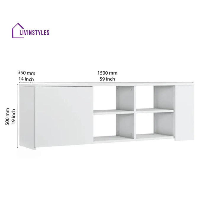 Lily White Finish Tv Unit Stand for Living Room