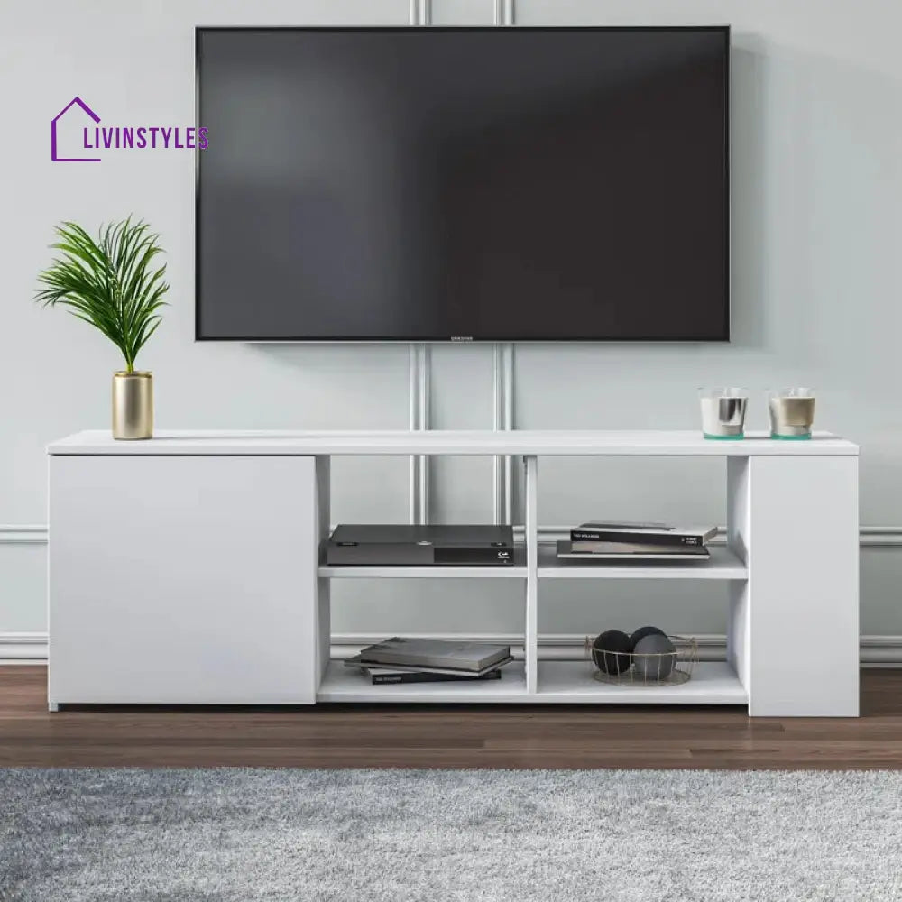 Lily White Finish Tv Unit Stand for Living Room