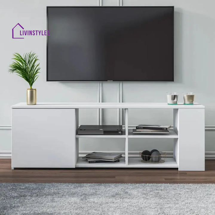 Lily White Finish Tv Unit Stand for Living Room