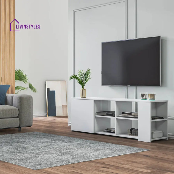 Lily White Finish Tv Unit Stand for Living Room