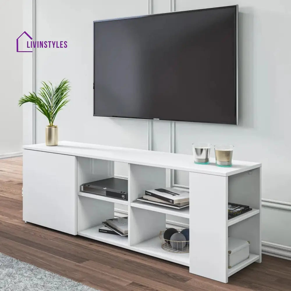 Lily White Finish Tv Unit Stand for Living Room