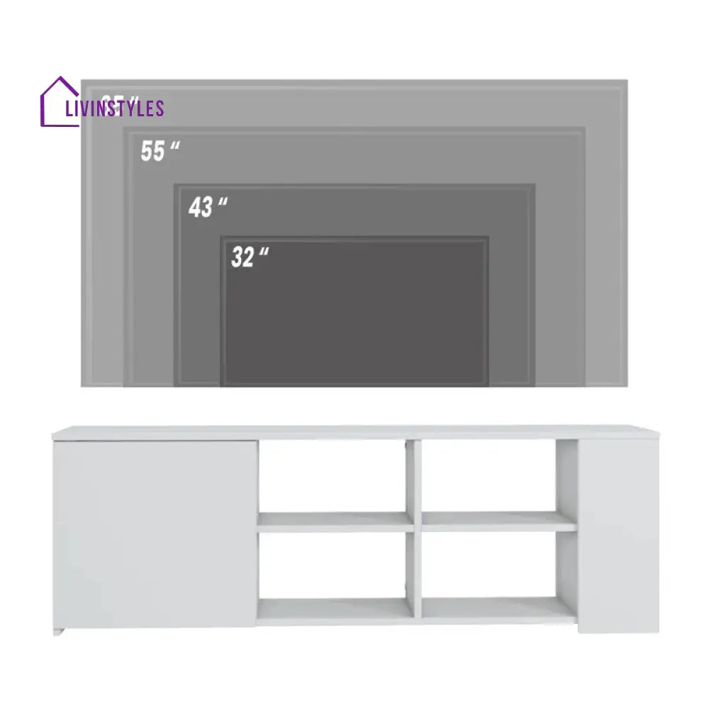 Lily White Finish Tv Unit Stand for Living Room