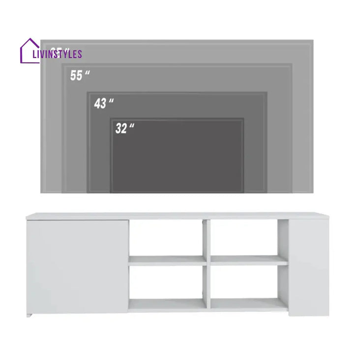 Lily White Finish Tv Unit Stand for Living Room