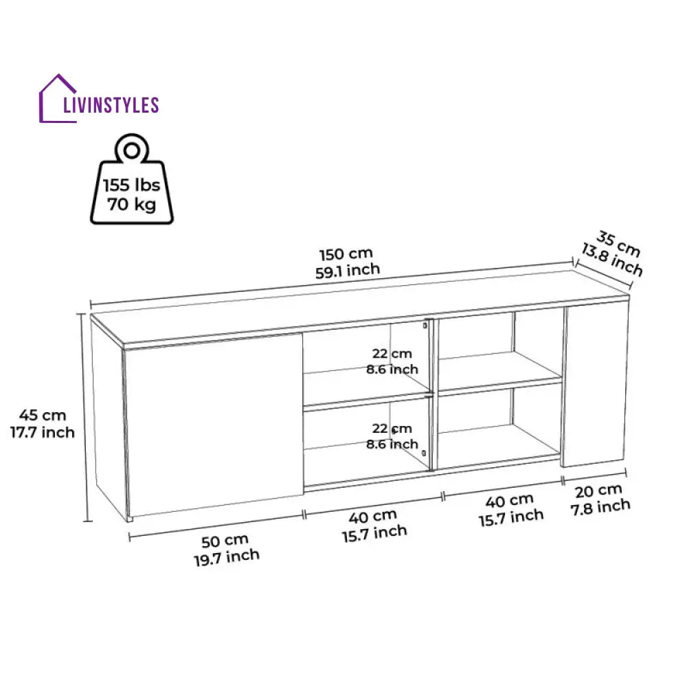 Lily White Finish Tv Unit Stand for Living Room