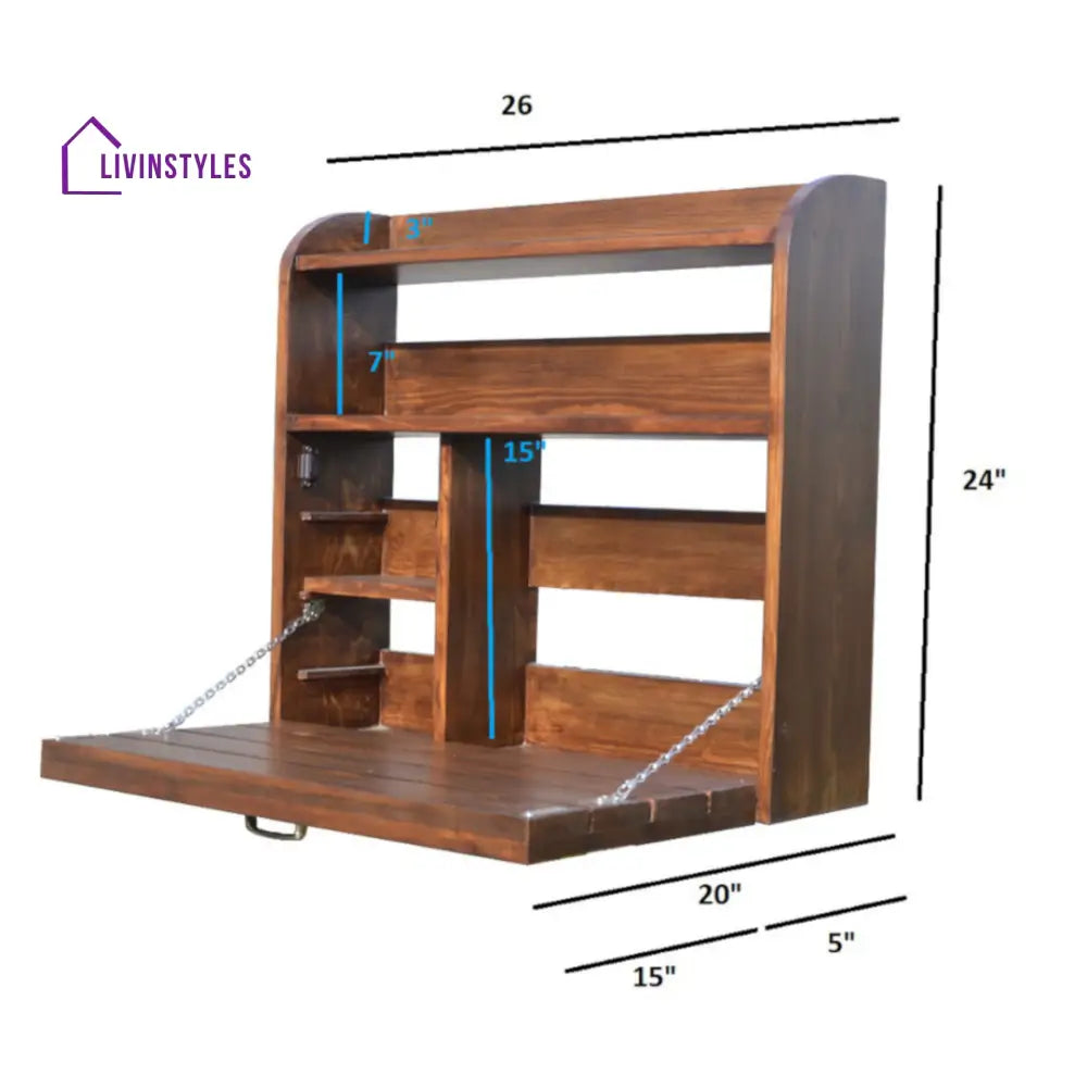 Lima - Wall-mounted Murphy Table/Bar Cabinet - Wall Shelves & Ledges