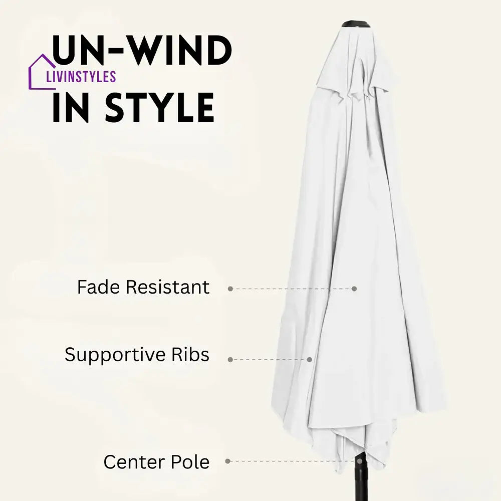 Lin White Color Outdoor Patio Umbrella with Centre Pole Patio Umbrella
