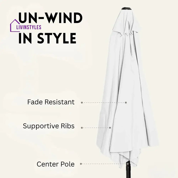 Lin White Color Outdoor Patio Umbrella with Centre Pole Patio Umbrella