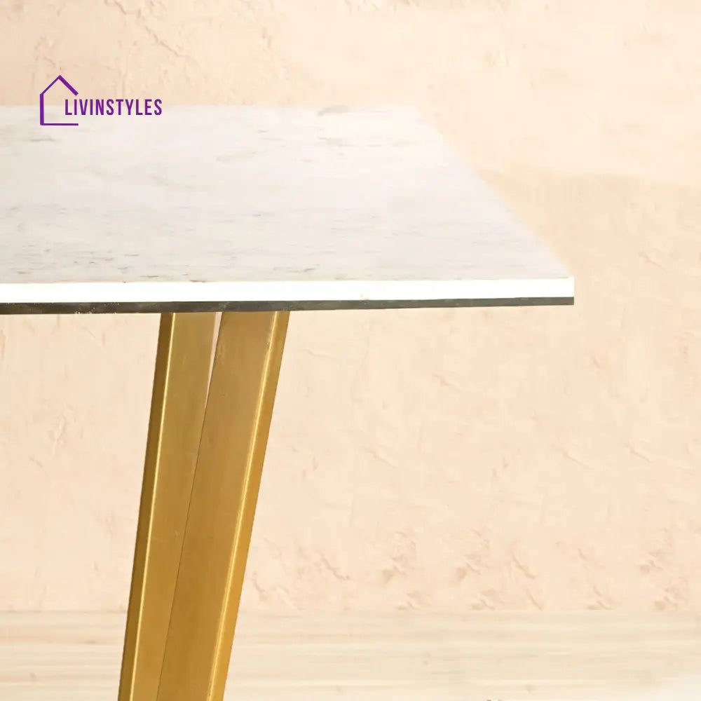 Linden White Marble Dining Table