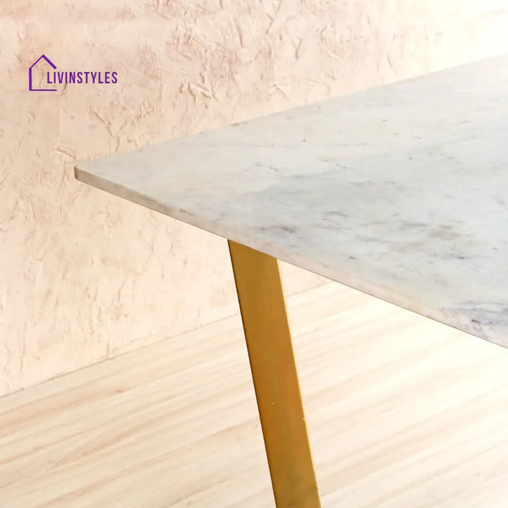 Linden White Marble Dining Table