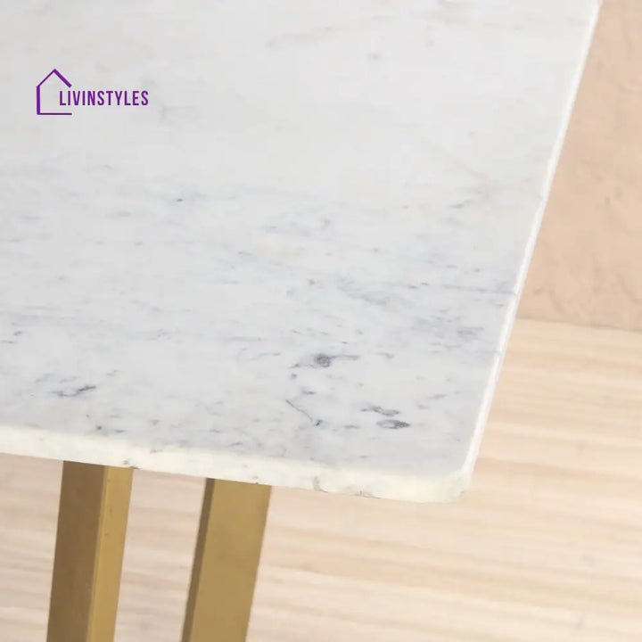 Linden White Marble Dining Table