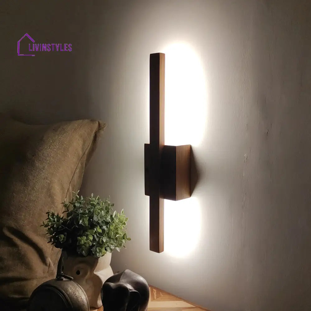 Lineo Brown Wooden Led Wall Light Lights