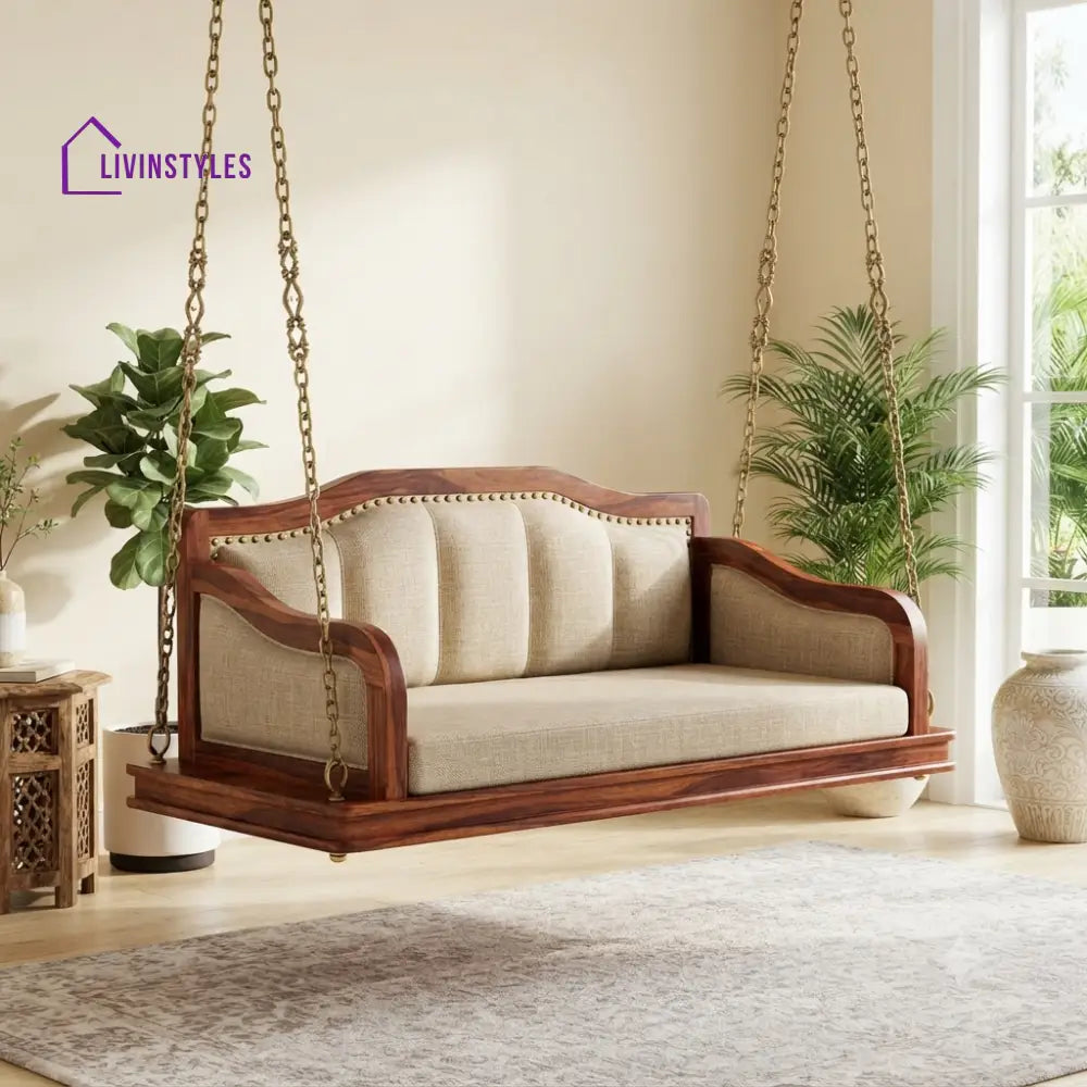 Lionel 2 Seater Wooden Swing for Home | Wooden Jhula for home