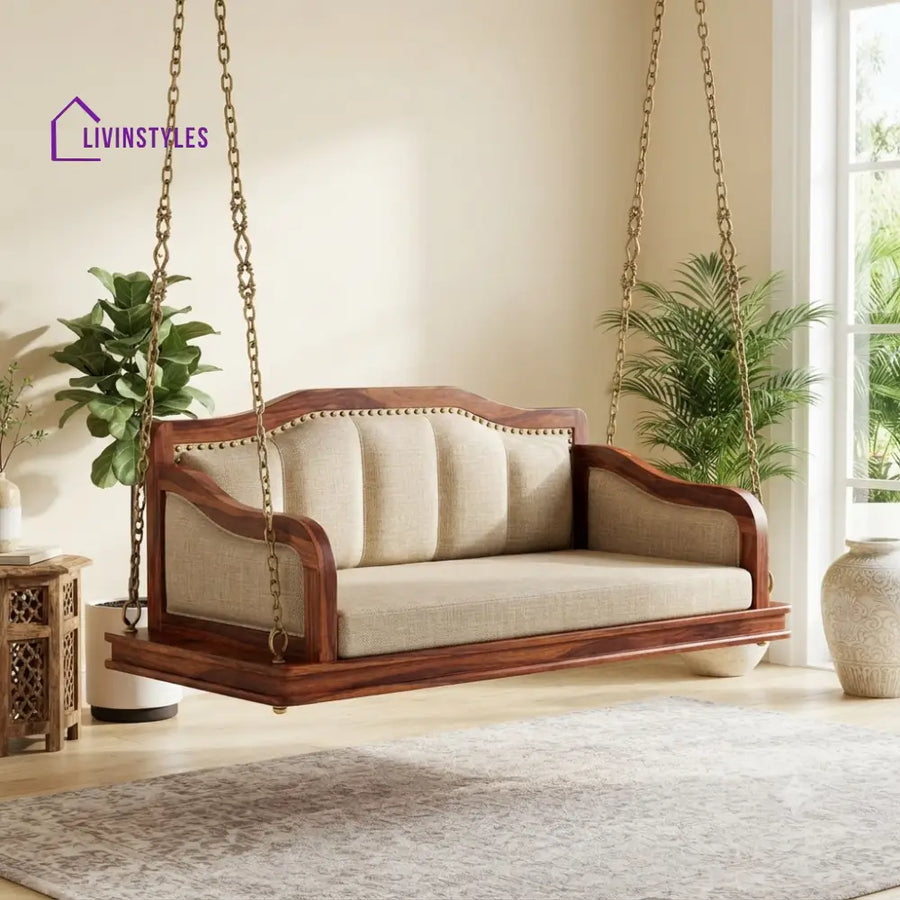Lionel 2 Seater Wooden Swing for Home | Wooden Jhula for home
