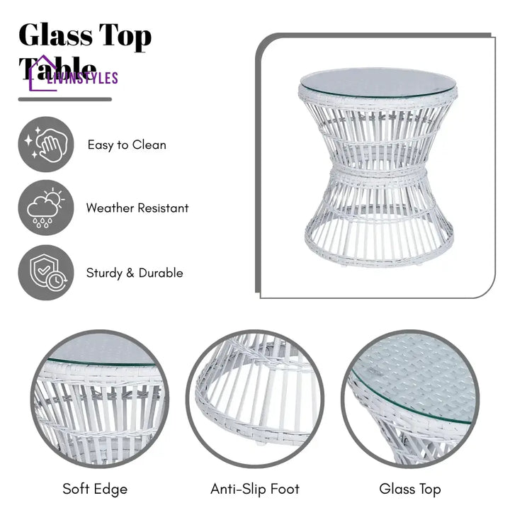 Liora Outdoor Rope Patio Set with Glass Top Table - Patio Set