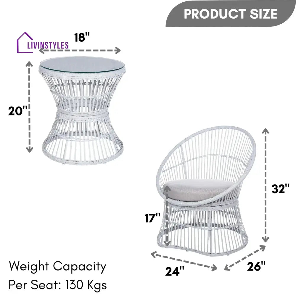 Liora Outdoor Rope Patio Set with Glass Top Table - Patio Set