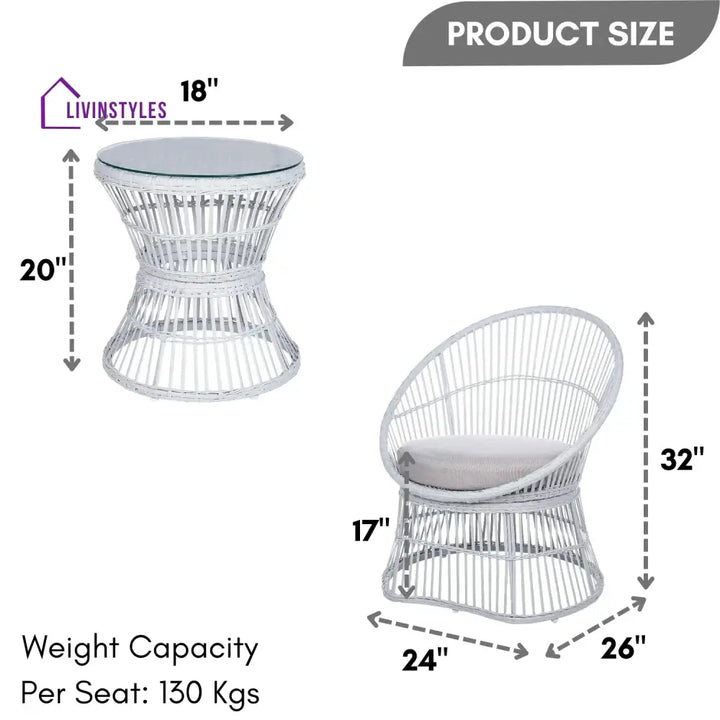 Liora Outdoor Rope Patio Set with Glass Top Table - Patio Set