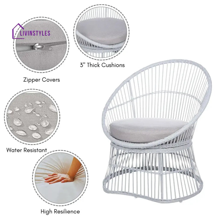 Liora Outdoor Rope Patio Set with Glass Top Table - Patio Set