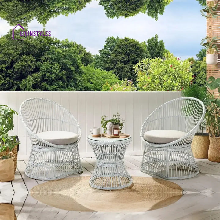 Liora Outdoor Rope Patio Set with Glass Top Table - Patio Set