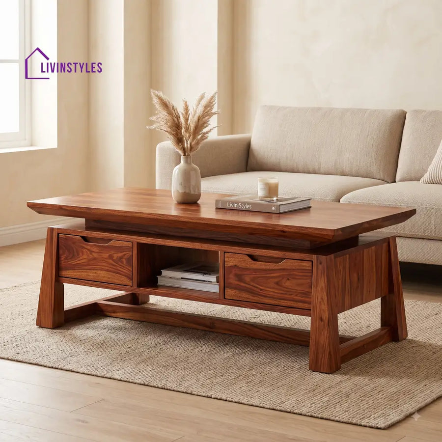 Lisette Wooden Coffee Table for Living Room | Tea Table | Teapoy | Center table