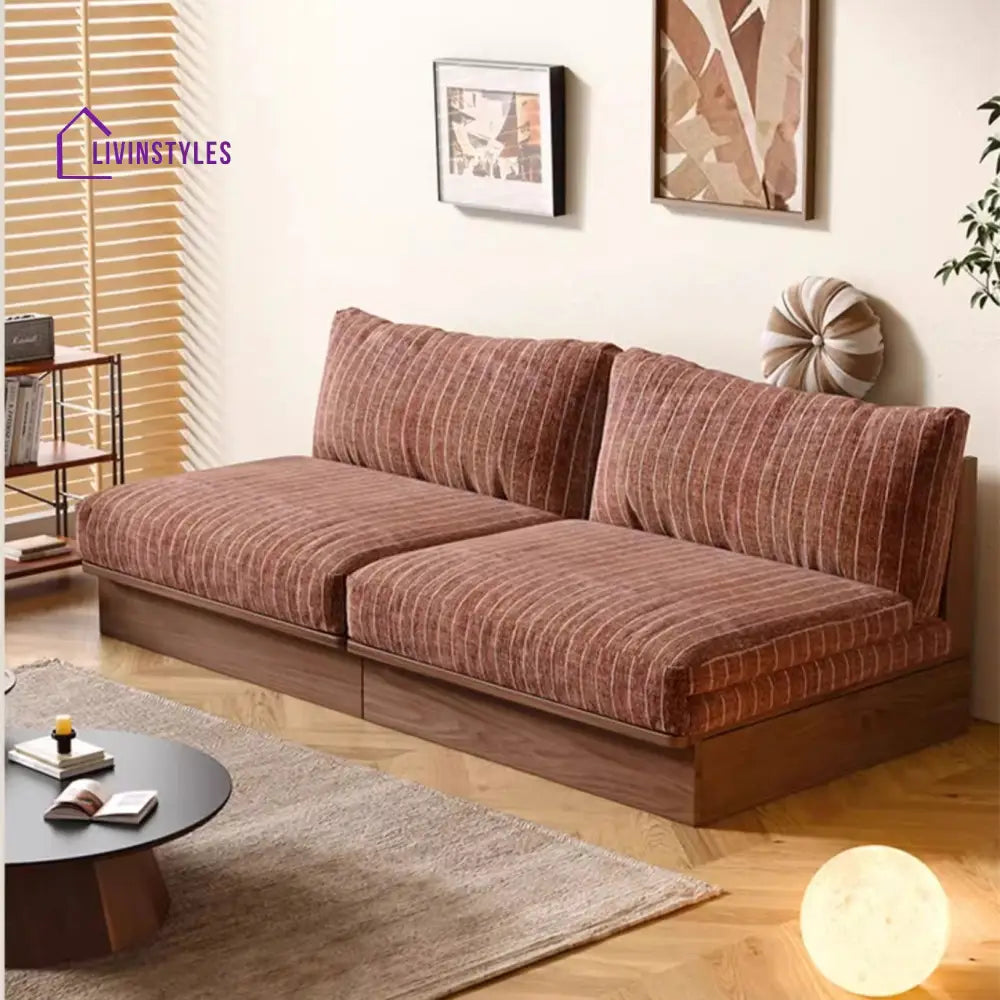Japandi YUNJIAN Pull Out Solid Wood Frame Sofa Bed Sunset Orange / 2.0M/79INCH sofa bed