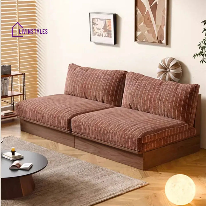 Japandi YUNJIAN Pull Out Solid Wood Frame Sofa Bed Sunset Orange / 2.0M/79INCH sofa bed
