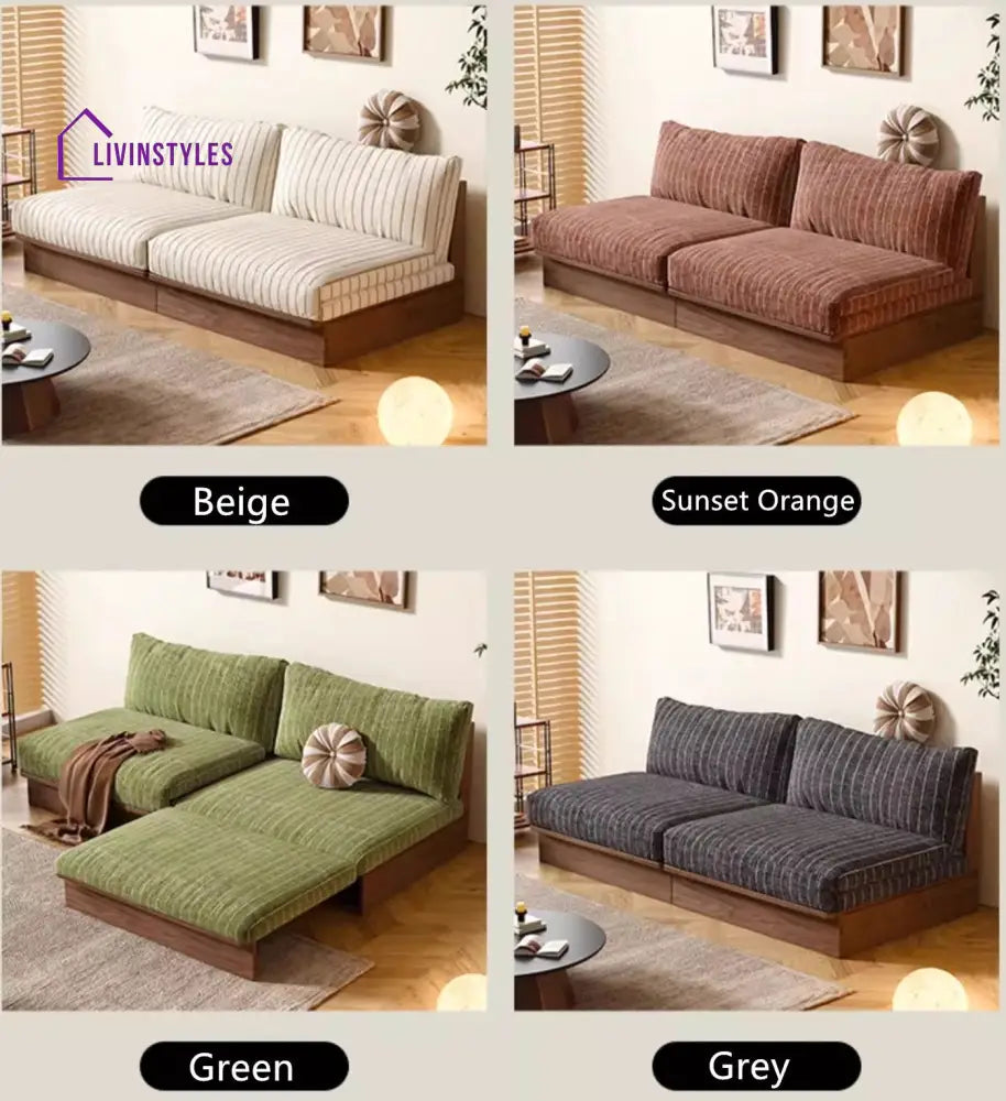 Japandi YUNJIAN Pull Out Solid Wood Frame Sofa Bed sofa bed