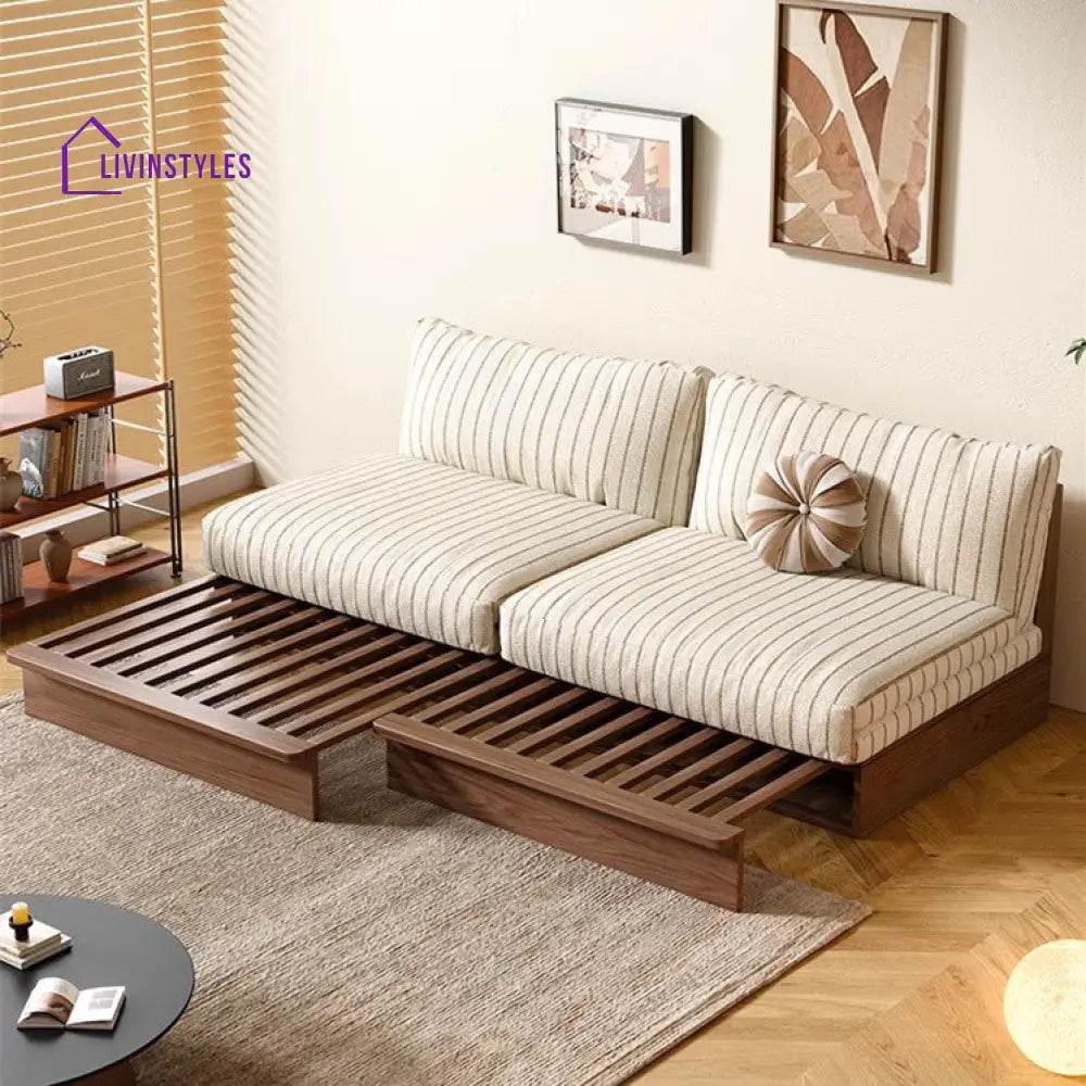 Japandi YUNJIAN Pull Out Solid Wood Frame Sofa Bed sofa bed
