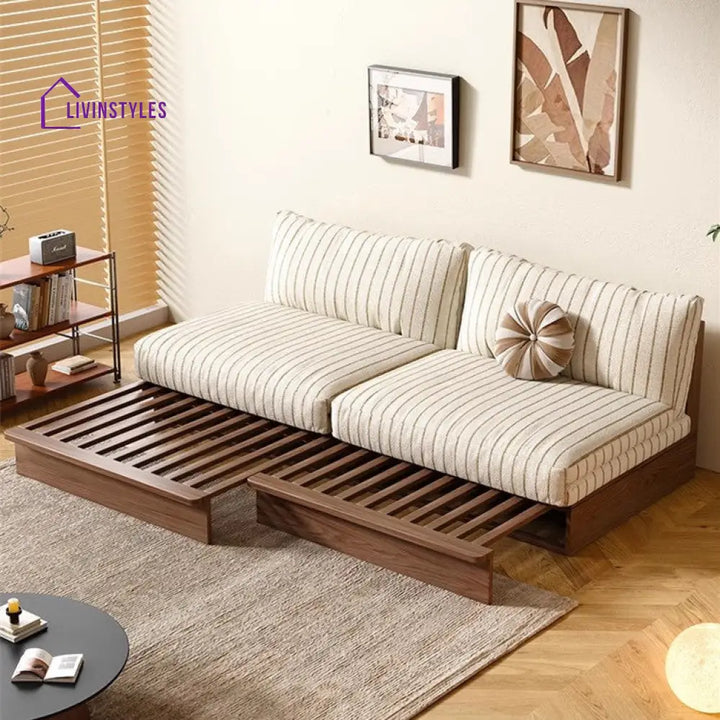 Japandi YUNJIAN Pull Out Solid Wood Frame Sofa Bed sofa bed