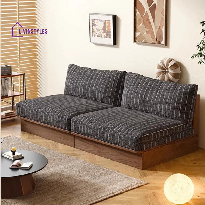 Japandi YUNJIAN Pull Out Solid Wood Frame Sofa Bed Grey / 2.0M/79INCH sofa bed