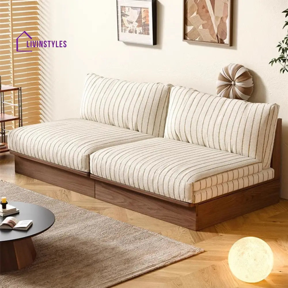 Japandi YUNJIAN Pull Out Solid Wood Frame Sofa Bed Beige / 2.0M/79INCH sofa bed