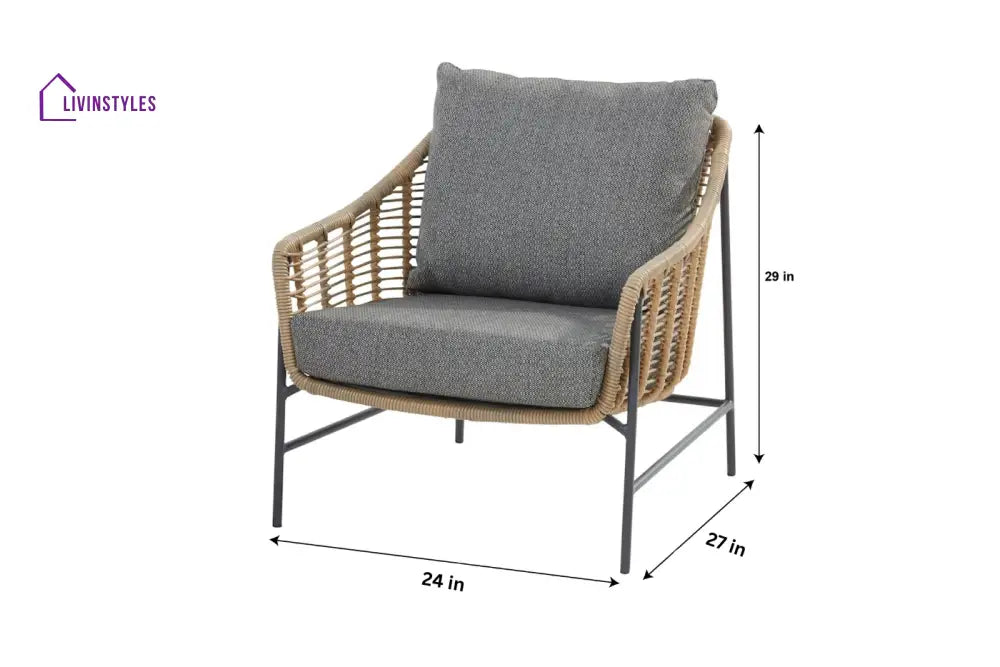 Livia Outdoor Garden Balcony Sofa Set 2 Seater 2 Single seater and 1 Center Table Set (Tan) - Sofa Sets