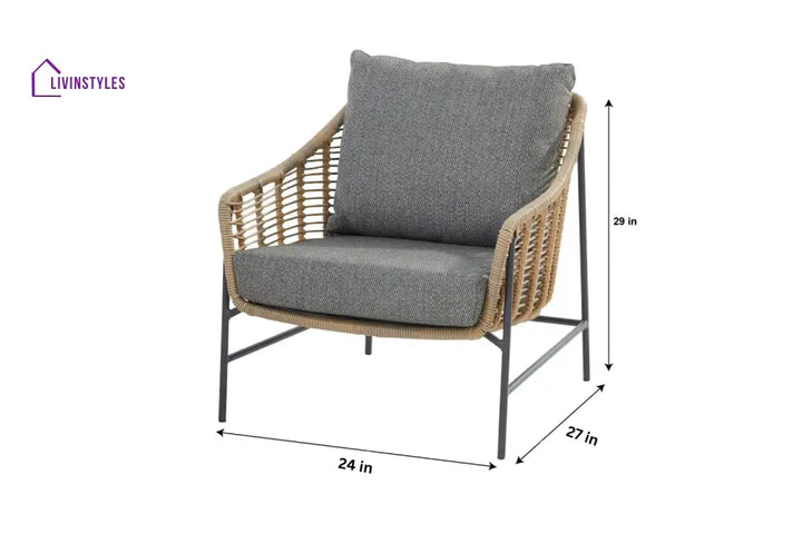 Livia Outdoor Garden Balcony Sofa Set 2 Seater 2 Single seater and 1 Center Table Set (Tan) - Sofa Sets