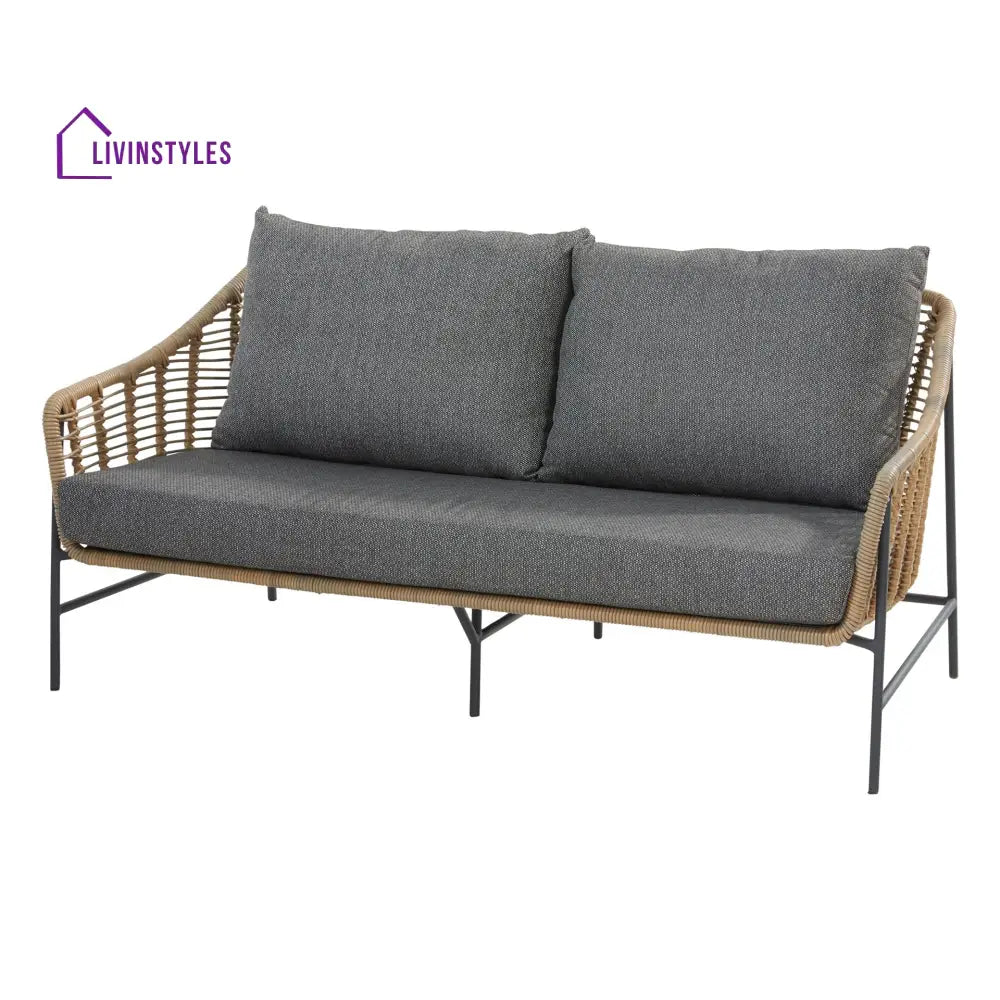 Livia Outdoor Garden Balcony Sofa Set 2 Seater 2 Single seater and 1 Center Table Set (Tan) - Sofa Sets