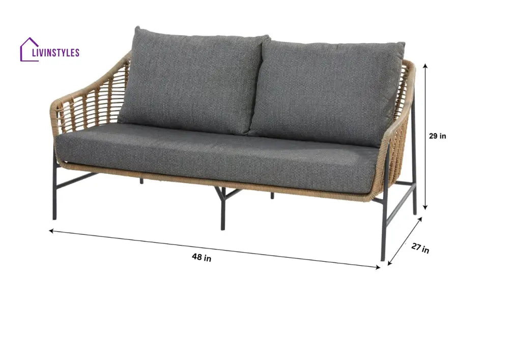 Livia Outdoor Garden Balcony Sofa Set 2 Seater 2 Single seater and 1 Center Table Set (Tan) - Sofa Sets