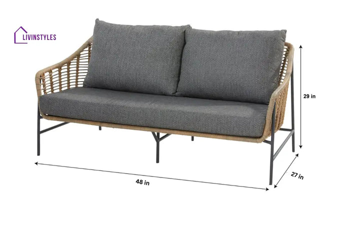 Livia Outdoor Garden Balcony Sofa Set 2 Seater 2 Single seater and 1 Center Table Set (Tan) - Sofa Sets