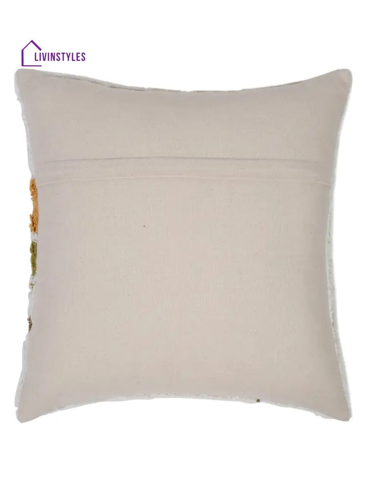 100% Cotton Tufted Multi Color Cushion Cover Set Of 2 (18X18 Inch)