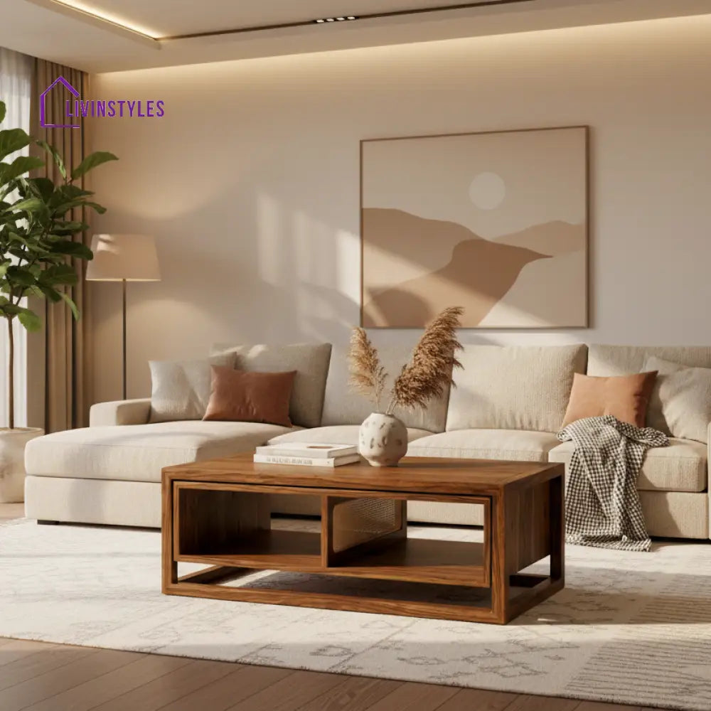 LivIn Styles Charlotte Solid Wood Coffee Table for Living Room