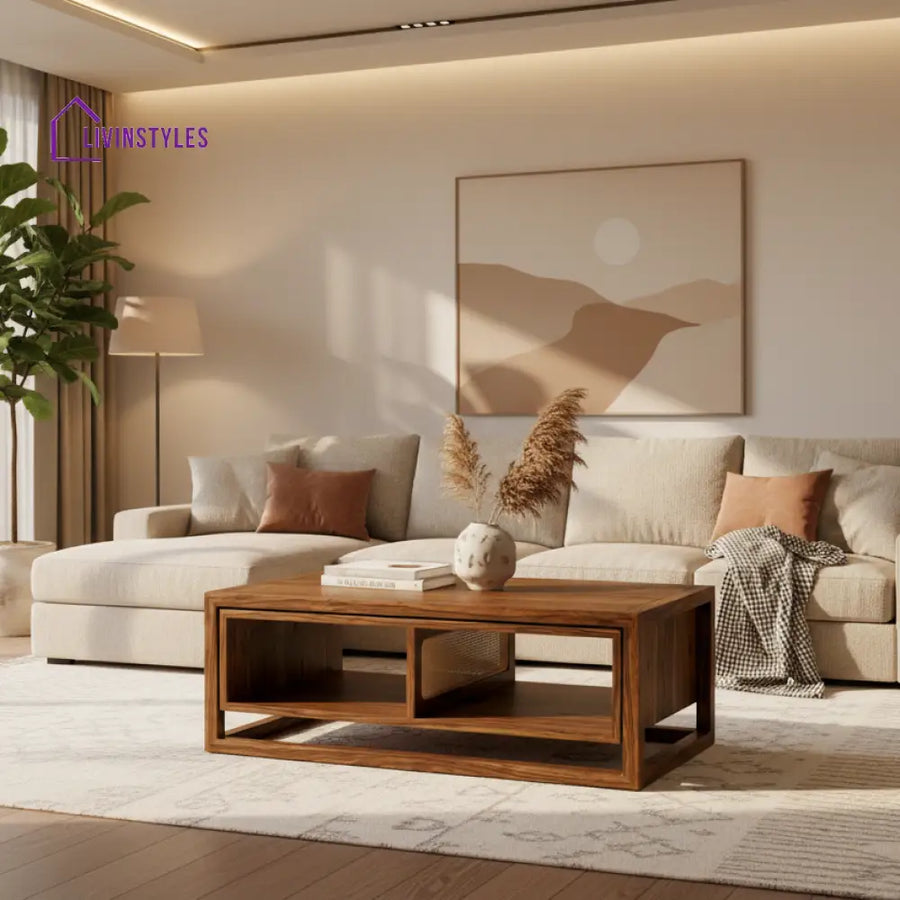 LivIn Styles Charlotte Solid Wood Coffee Table for Living Room