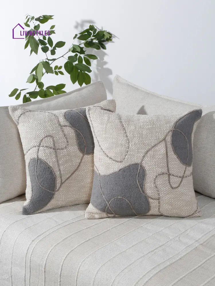 Eyda Embroidered Cotton Cushion Covers Set Of 2-18X18 Inch