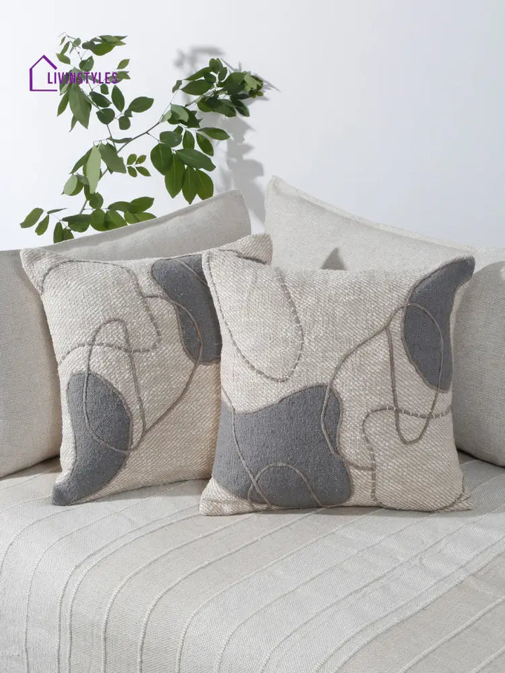 Eyda Embroidered Cotton Cushion Covers Set Of 2-18X18 Inch