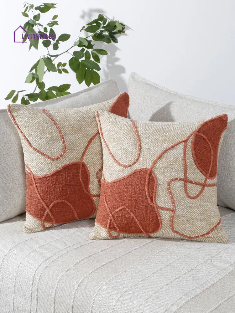 Eyda Embroidered Cotton Cushion Covers Set Of 2-18X18 Inch