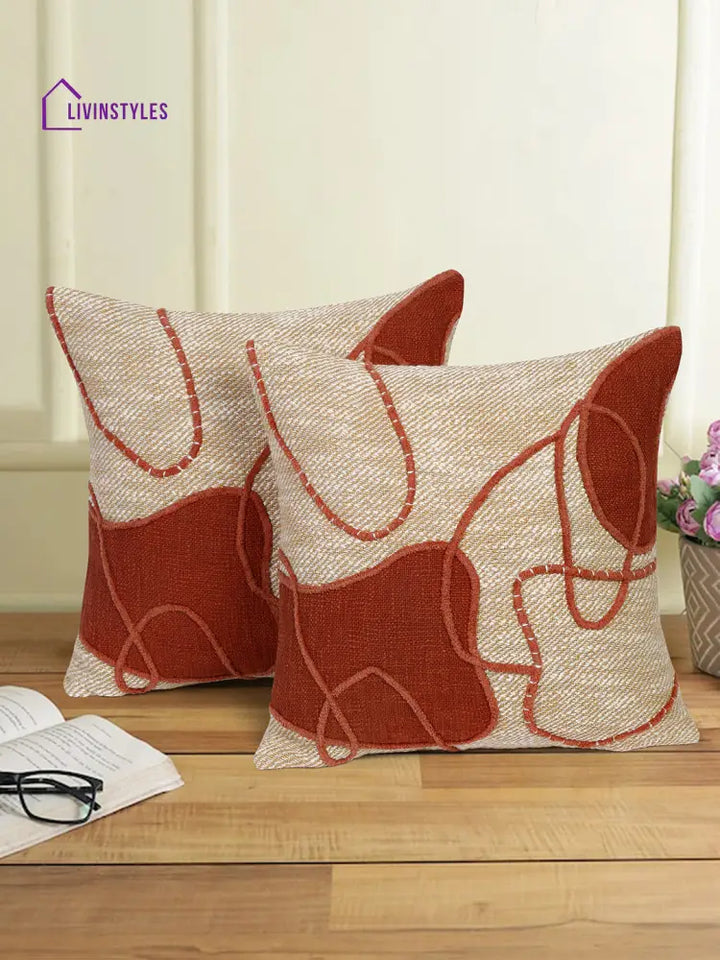 Eyda Embroidered Cotton Cushion Covers Set Of 2-18X18 Inch