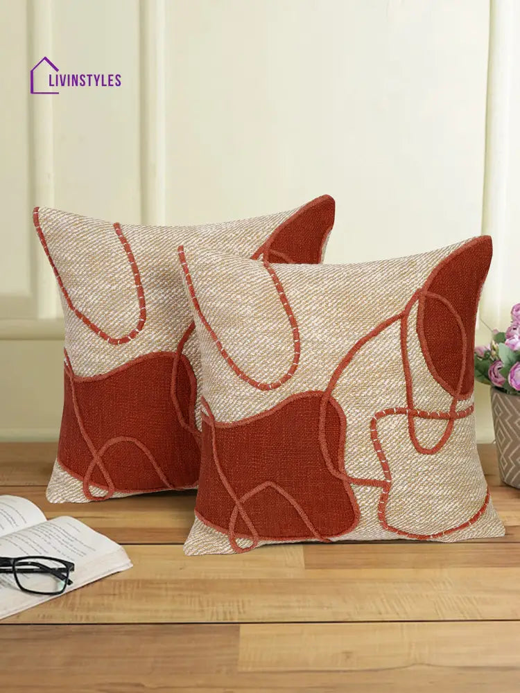 Eyda Embroidered Cotton Cushion Covers Set Of 2-18X18 Inch