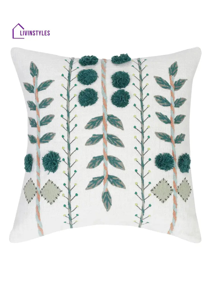 Eyda Embroidered Cotton Cushion Covers Set Of 2-18X18 Inch