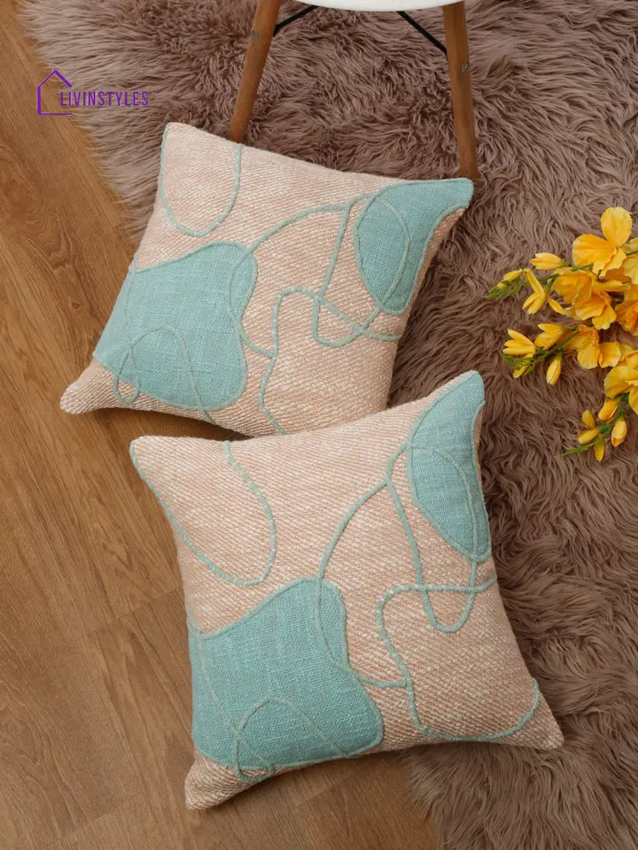Eyda Embroidered Cotton Cushion Covers Set Of 2-18X18 Inch