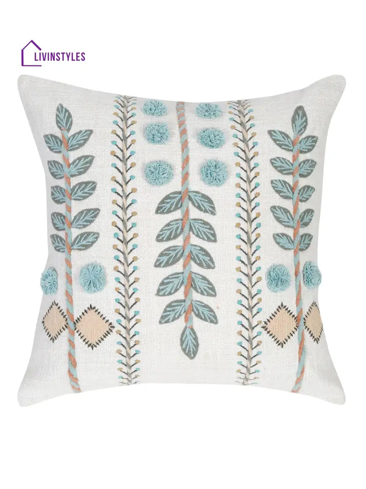 Eyda Embroidered Cotton Cushion Covers Set Of 2-18X18 Inch